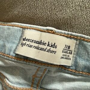 abercrombie kids light blue denim high-rise relaxed shorts